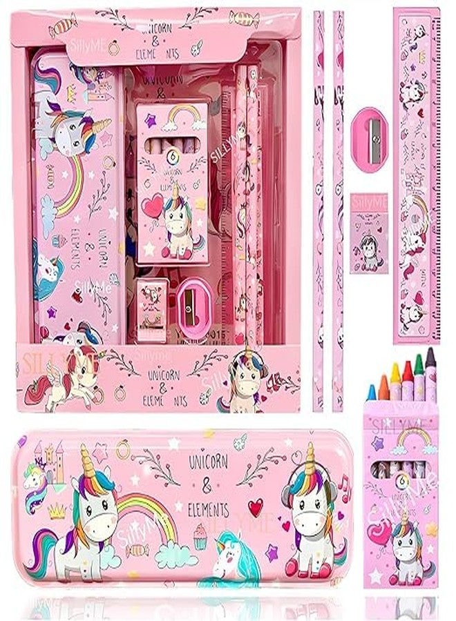 shudaushi Unicorn Stationary Kit for Girls Pencil Pen Book Eraser Sharpener - Stationary Kit Set for Girls/Birthday Gift (Multicolor), Kid Return Gift for Kids Unicorn Stationery Gift Set for Kids - Image 1